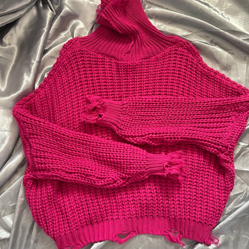 Fringe turtle neck sweater